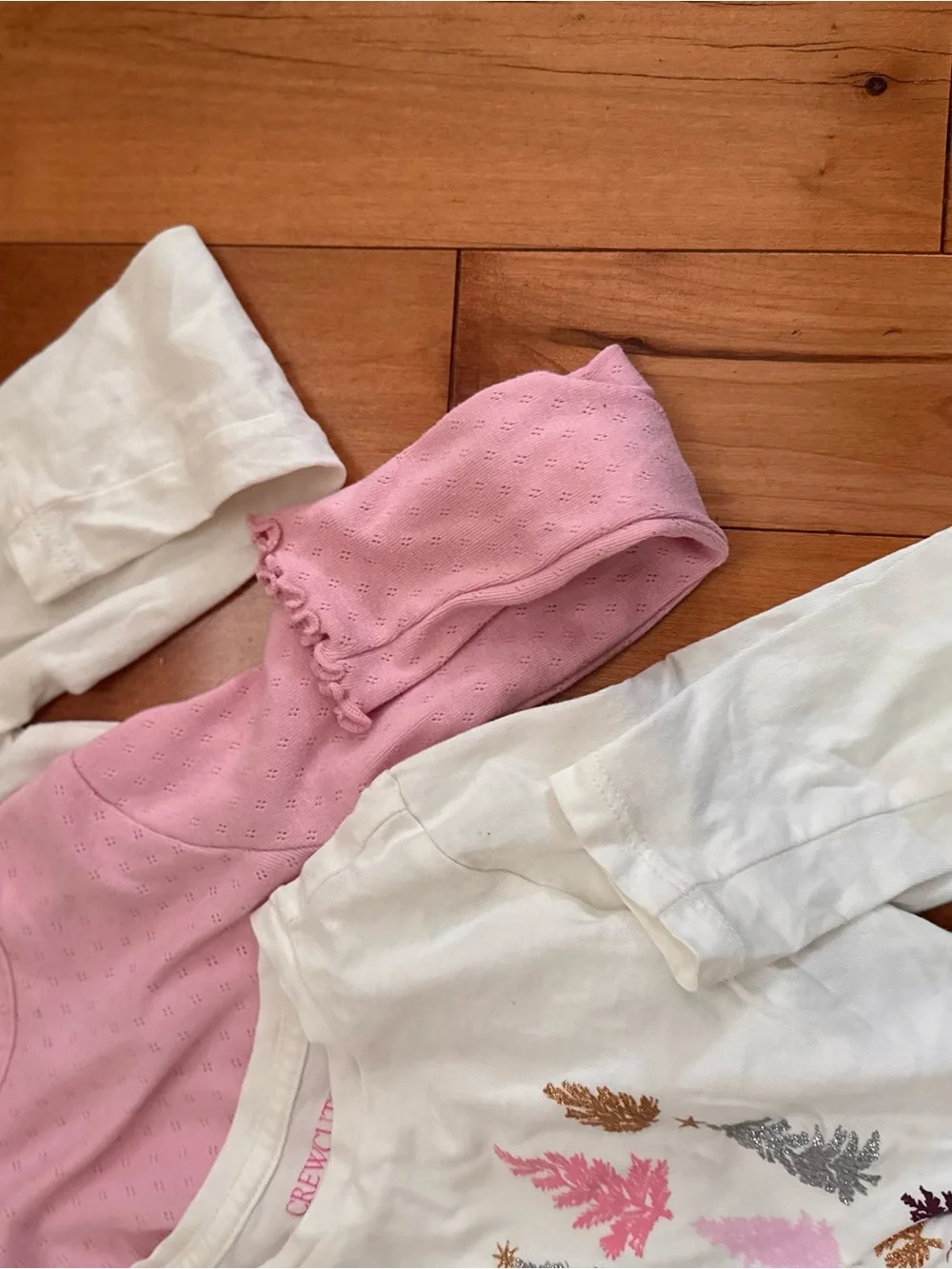 Crewcuts Girls Long-Sleeve Tee Trio in White & Pink